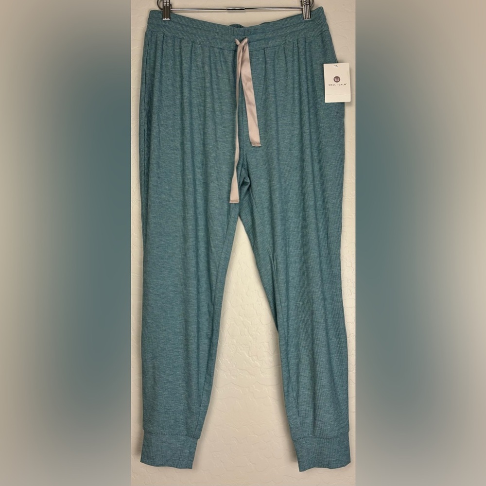 NEW Well + Calm Rib Jogger Heather Sky XL Activewear‎ Pants 0603